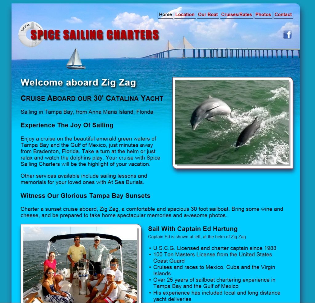Website for Spice Sailing Charters
