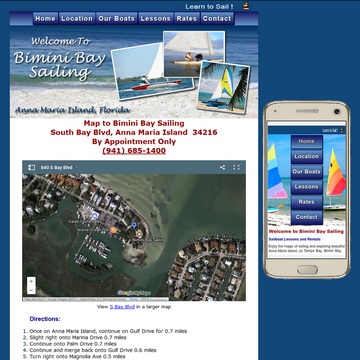 BiminiBay Sailing .com map page Screen Capture, nice interactive map