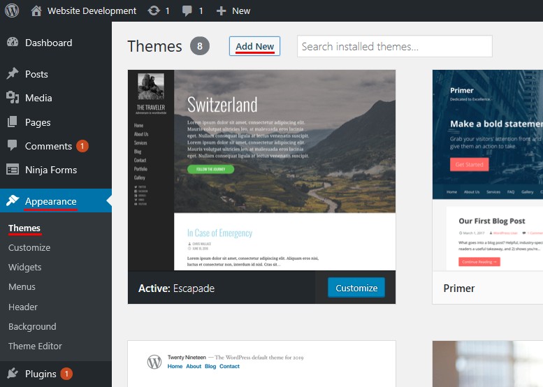 Add Themes in WordPress
